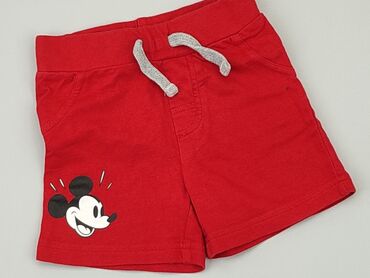 spodnie od piżamy w kratę czerwone: Szorty, Disney, 9-12 m, stan - Bardzo dobry