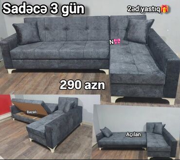 Mebel: Künc divan, Qonaq otağı üçün, Bazalı, Açılan