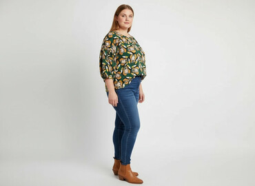 złote bluzki wieczorowe: Women's blouse, size 6XL