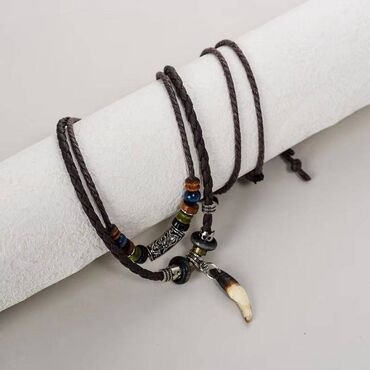 Ogrlice: Ogrlica sa priveskom, Handmade, Materijal: Koža — 6
