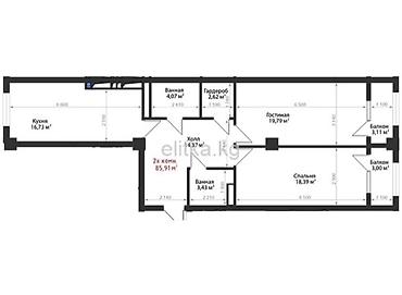 estate: 2 комнаты, 82 м², Элитка, 8 этаж, ПСО (под самоотделку) — 2