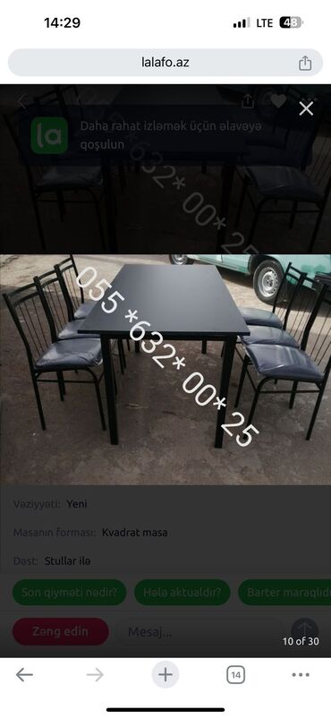 Bağ, çöl masa və oturacaq dəstləri: Yeni, Kvadrat masa, 4 stul, Açılmayan, Stullar ilə, Metal, Azərbaycan — 11