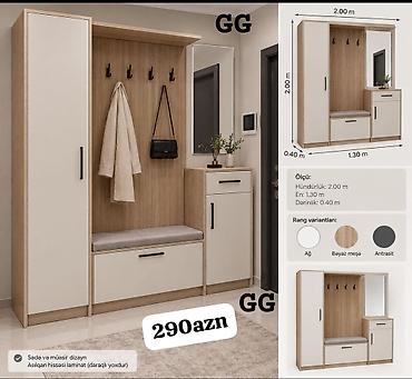 Dəhliz üçün çoxfunksiyalı mebel dəsti - Ölçülər: hündürlük 2.00 m, en