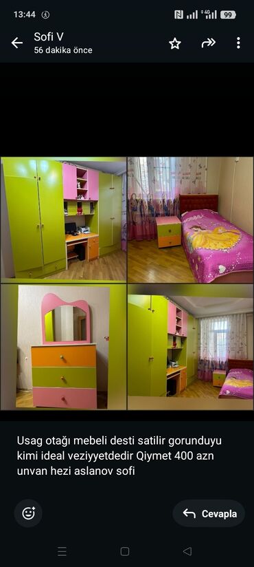 Mətbəx mebeli: Usag otağı mebeli desti satilir gorunduyu kimi ideal veziyyetdedir