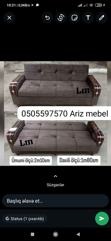 Sifarişlə divanlar: Divan, Mətbəx üçün, Qonaq otağı üçün, Parça, Bazalı, Açılan, Kitab — 27