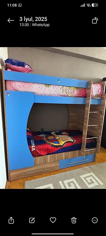İki mərtəbəli uşaq çarpayısı -ortopedik 2 matras -en:90 -uzunluq:1:80