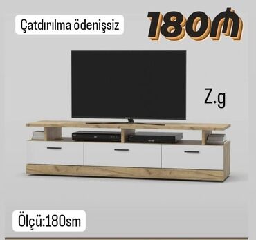 ikinci əl taxt: *Tv Stend 💫180Azn* ✔️Material Rusiya Laminat 18/lik ✔️Ölçü:180sm ◽Rəng