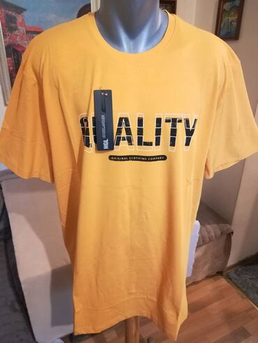 mokasine sa rebrastim djonom: Short sleeves T-shirt, 5XL (EU 62), color - Yellow, Cotton