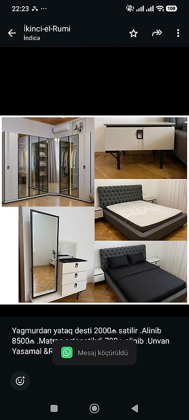 Ev üçün mebel: Yagmurdan yataq desti 2000₼ satilir .Alinib 8500₼ .Matras ortopetikdi — 1