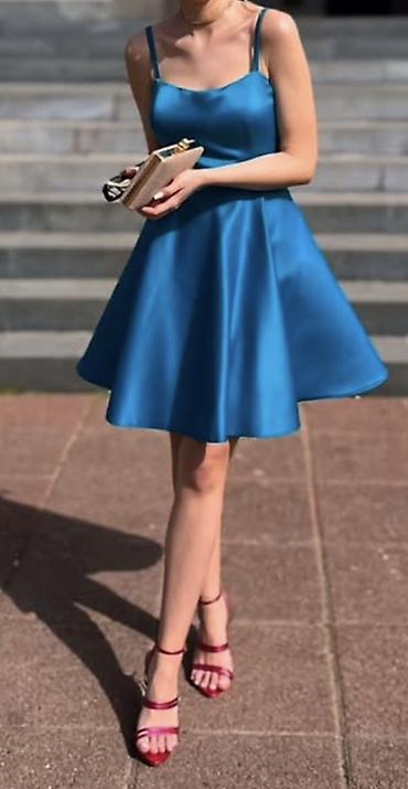 crivit papuce: Satenska kratka haljina u tirkizno-plavoj boji - Model: A-kroja sa — 5