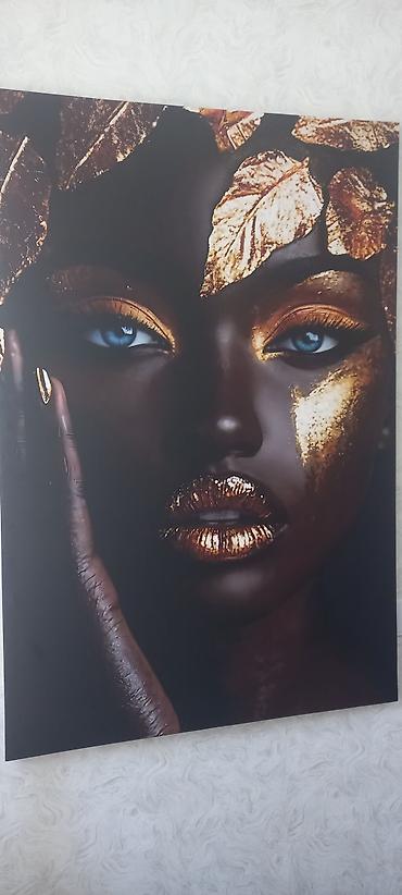 portret: Dekorativ tablo – “Qızıl aksentli portret” - Ölçü: təxmini iri format — 1