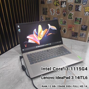 жёсткие диски на компьютеры: Ноутбук, Lenovo, 12 ГБ ОЗУ, Intel Core i3, 14 ", Б/у, Для несложных задач, память SSD