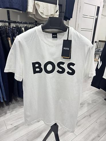 Мужская футболка, L, XL, 2XL, Boss, Новый, цвет - Белый, Самовывоз