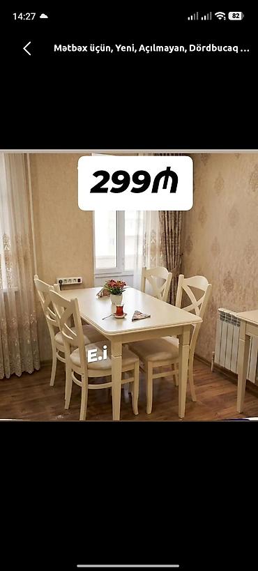 Mətbəx üçün, Yeni, Açılmayan, Dördbucaq masa, 4 stul lalafo.az -da Mətbəx üçün, Yeni, Açılmayan, Dördbucaq masa, 4 stul