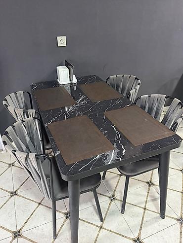 komputerlər stolustu: Qonaq otağı üçün, İşlənmiş, Açılmayan, Dördbucaq masa, 4 stul — 1