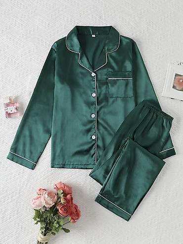 атласные сорочки ночные: Qadınlar üçün atlas pijama dəstləri - Material: yumşaq, parlaq — 2