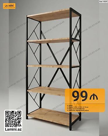 dekor ref: Sənaye üslublu metal karkaslı stellaj - Model kodu: 10559 - Ölçülər — 1