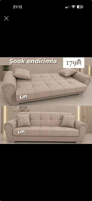 acılıb yığılan divan: Çevrilən divan – Plus Group - Rəng: açıq bej - Mexanizm: yataq — 1