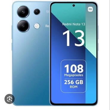 новые редми: Xiaomi, Redmi Note 13, Жаңы, 256 ГБ, түсү - Көгүлтүр, 1 SIM, 2 SIM