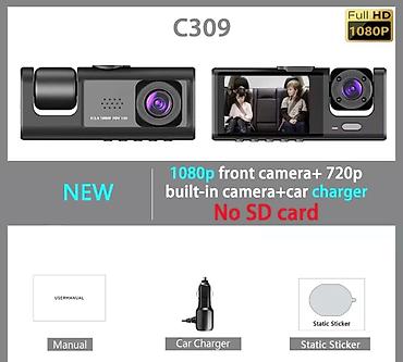 car charger: Vidio registatır FOXGOD C309 ikikanallı avto‑videoqeydiyyatçı — 4
