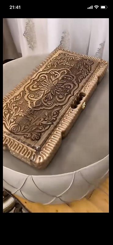 Nərdlər: Əl işı oyma nərd dəsti - Material: Qoz ağac (təbii ağac teksturası — 4