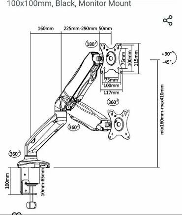 Monitorlar: İkili qoşa monitor asmaq üçün stolüstü hərəkətli korşteyn.17-30 LED — 6