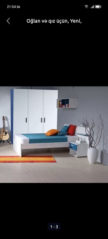 Uşaq və gənc otağı üçün dəstlər: Oğlan və qız üçün, Yeni, Təknəfərlik çarpayı, Dolab, Tumba — 2