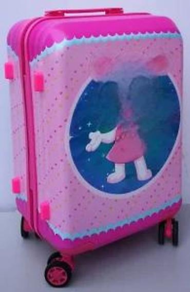 Rančevi, torbe i koferi: Dečji kofer na točkiće – roze, sa crtanim likom - Dimenzije: kabinski — 11