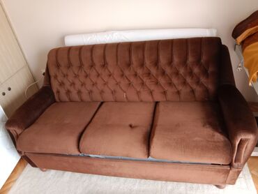 dvosed i trosed: Three-seat sofas, Textile, color - Brown, Used