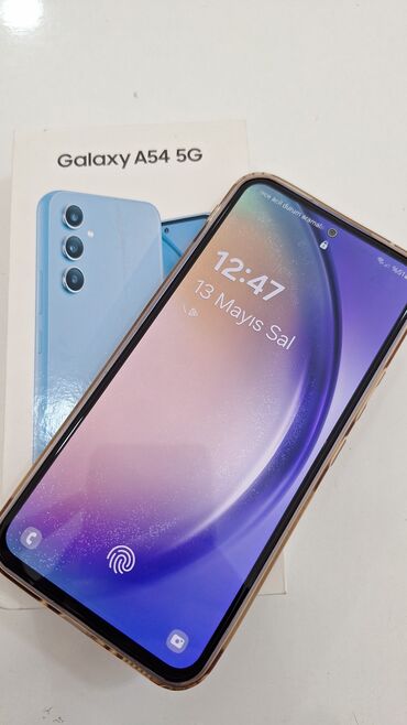 Samsung: Samsung Galaxy A54 5G, 128 GB, rəng - Göy, Zəmanət, Sensor, Barmaq izi