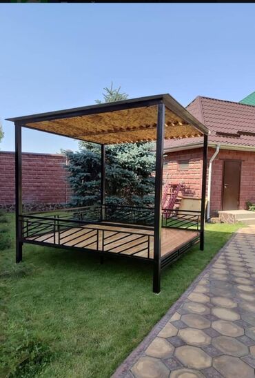 Садовые качели: Садовые качели Металл, Со спинкой, С крышей — 9