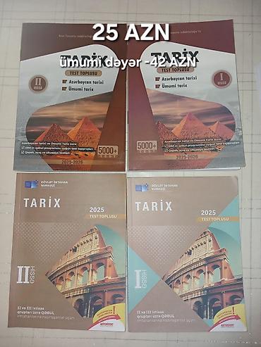 dərs kitabları: Məhsul: Tarix test topluları dəsti Tərkib: - DİM-nin proqramına uyğun — 1