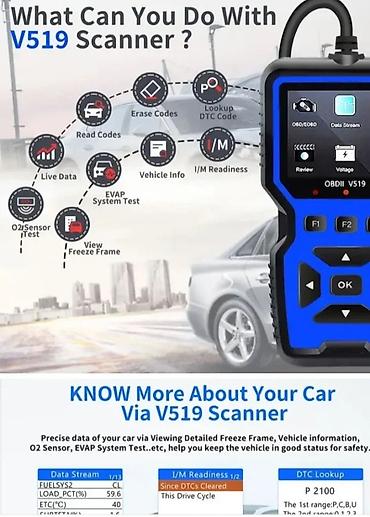 mobilni auto elektricar: OBD2 skener i citac kodova V519sa sopstvenim ekranom. Cita i otklanja — 3