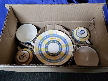 bastenski set: Solje nove iz 80ih.god.rucno oslikane pa glazirane Blue Elephant — 2
