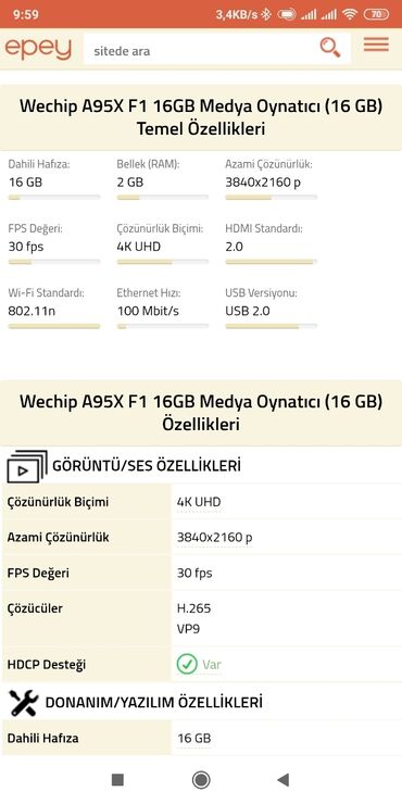 Çaydanlar: Smart TV boks 2 GB / 16 GB, Android