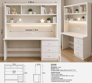 balkon masa: Düz masa, Stulsuz, Polkalı, Siyirməli, Sadə laminat — 1