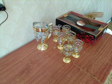малхам 777 в Кыргызстан | SIM-КАРТЫ: Продаю новый набор из 6 бокалов и графина, цветное стекло, цена