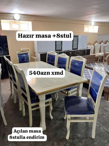 8 neferlik stol stul desti: Qonaq otağı üçün, 8 nəfər, Açılmayan