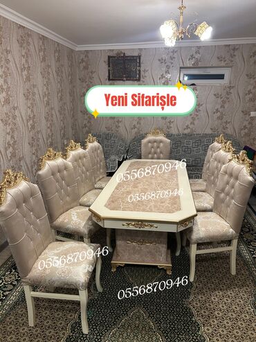 Sifarişlə masa və oturacaq dəstləri: Oval masa, Qonaq otağı üçün, 6 nəfər, Açılmayan, Azərbaycan, Zəmanətli — 9
