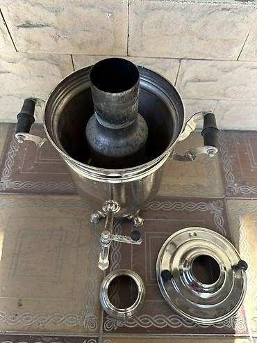 korkmaz samovar: Klassik kömür/sobada yanan samovar - Material: parıldayan metal — 4