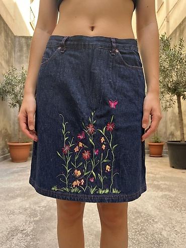 diesel suknje: Džins suknja sa vezom - Materijal: tamni denim sa blagim strukom i — 1