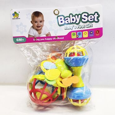 детские игрушки погремушки: Погремушки в наборе для малышей🟢🟡: Безопасный резиновый комплект для