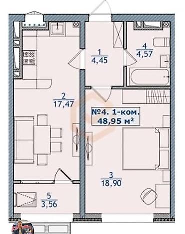 Продажа квартир: 1 комната, 49 м², Улан-2 мкр Элитка, 2 этаж, ПСО (под самоотделку) — 2