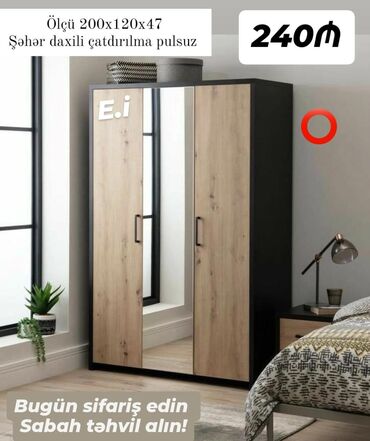 Çarpayılar: Yeni, Açılan, 3 qapılı Qarderob, paltar dolabı