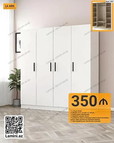 Dolablar: 4 qapılı dolab – kod: 1787 Xüsusiyyətlər: - Ölçü: dərinlik 47 sm × — 1