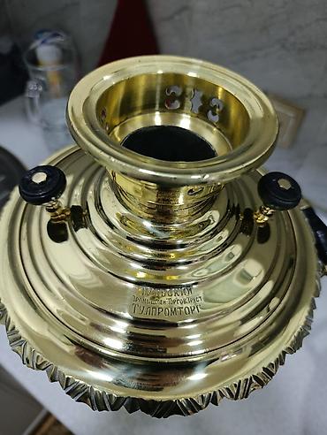 antik samovar alıram: Məhsul: Qızılı rəngində Qədimi 1880 il kömür/soba tipli samovar — 3