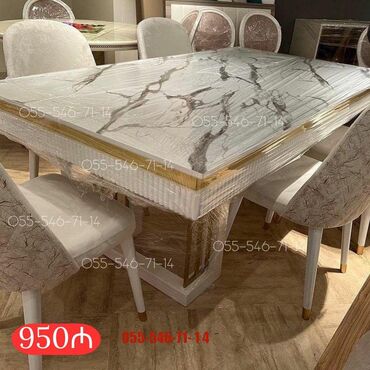 круглый стол на заказ: Qonaq otağı üçün, Yeni, 6 stul