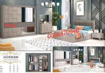 Yataq otağı dəstləri: İkinəfərlik çarpayı, 2 tumba, Dolab, Termo, Azərbaycan, Yeni — 4