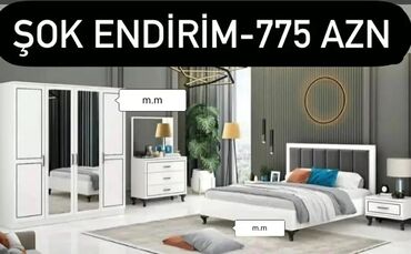 Yataq otağı dəstləri: İkinəfərlik çarpayı, 2 tumba, Dolab, Termo, Azərbaycan, Yeni — 6