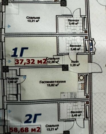 недостроенные дома в бишкеке: 1 комната, 38 м², Элитка, 5 этаж, ПСО (под самоотделку)